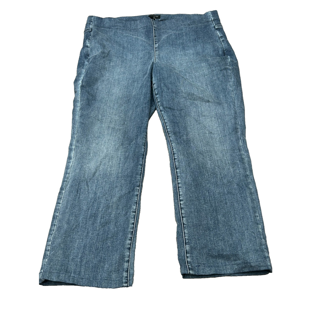 NYDJ Womens Blue Denim Mid Riseโ Sculpt-Her Pull-On Ankle Straight Jeans Size 1X